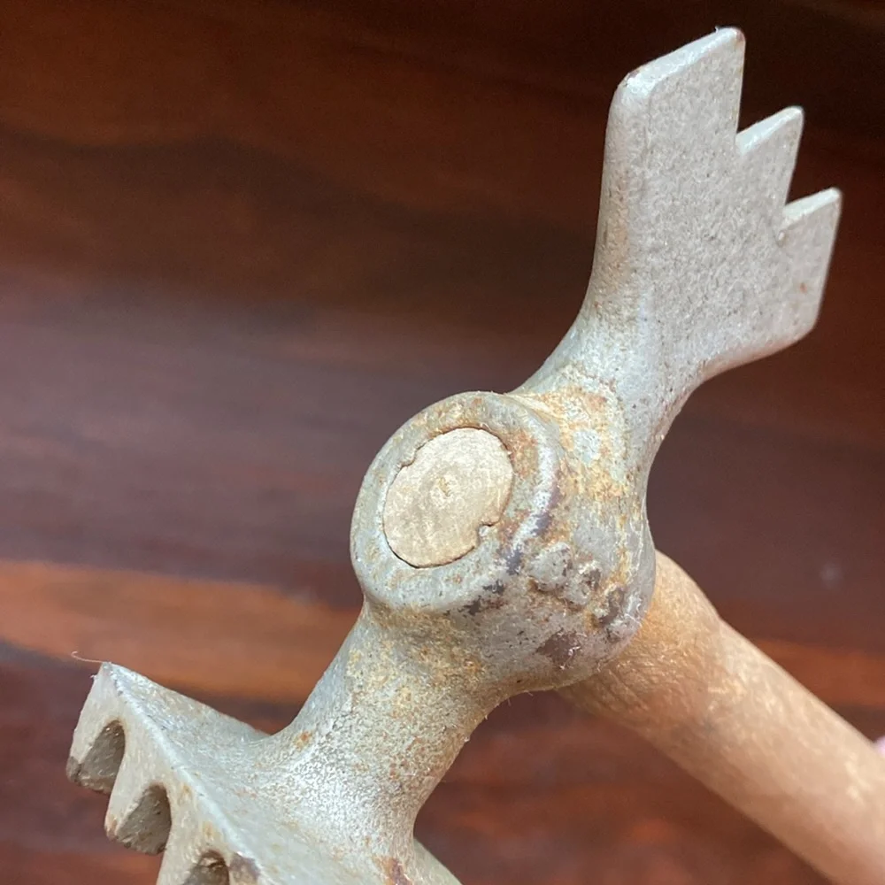 Vintage Primitive Farmhouse Meat Tenderizer Hammer Mallet Wood Handle Tool